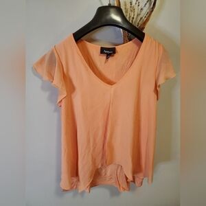 Peach Flutter Sleeve Top